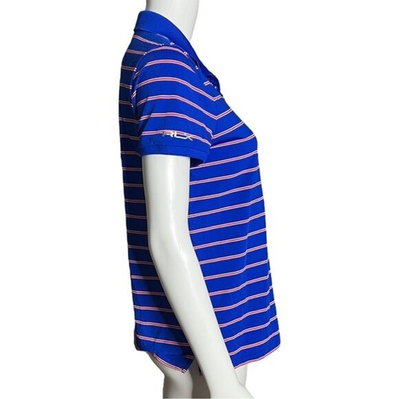 RLX Ralph Lauren Blue Polo Top with Pink Stripes - Picture 2 of 6
